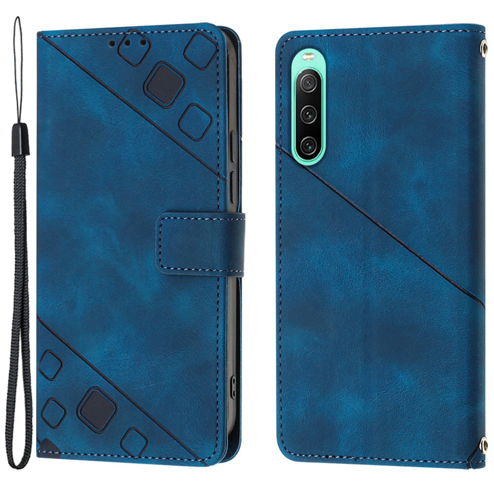 PT005 YB Imprinting Series-6 for Sony Xperia 10 IV 5G Leather Phone Case Cell Phone Cover with Wallet Stand