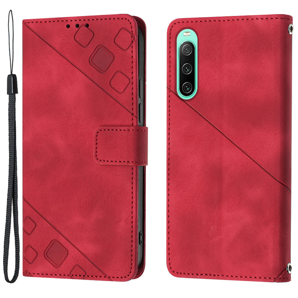 PT005 YB Imprinting Series-6 for Sony Xperia 10 IV 5G Leather Phone Case Cell Phone Cover with Wallet Stand
