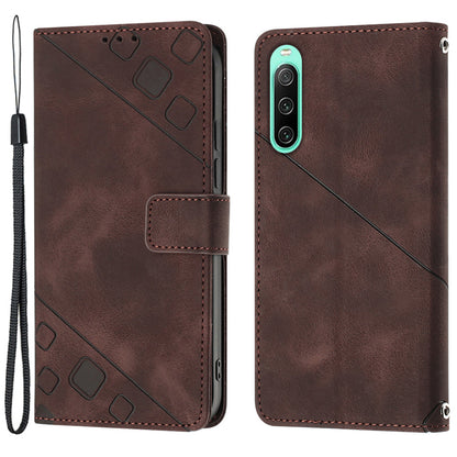 PT005 YB Imprinting Series-6 for Sony Xperia 10 IV 5G Leather Phone Case Cell Phone Cover with Wallet Stand