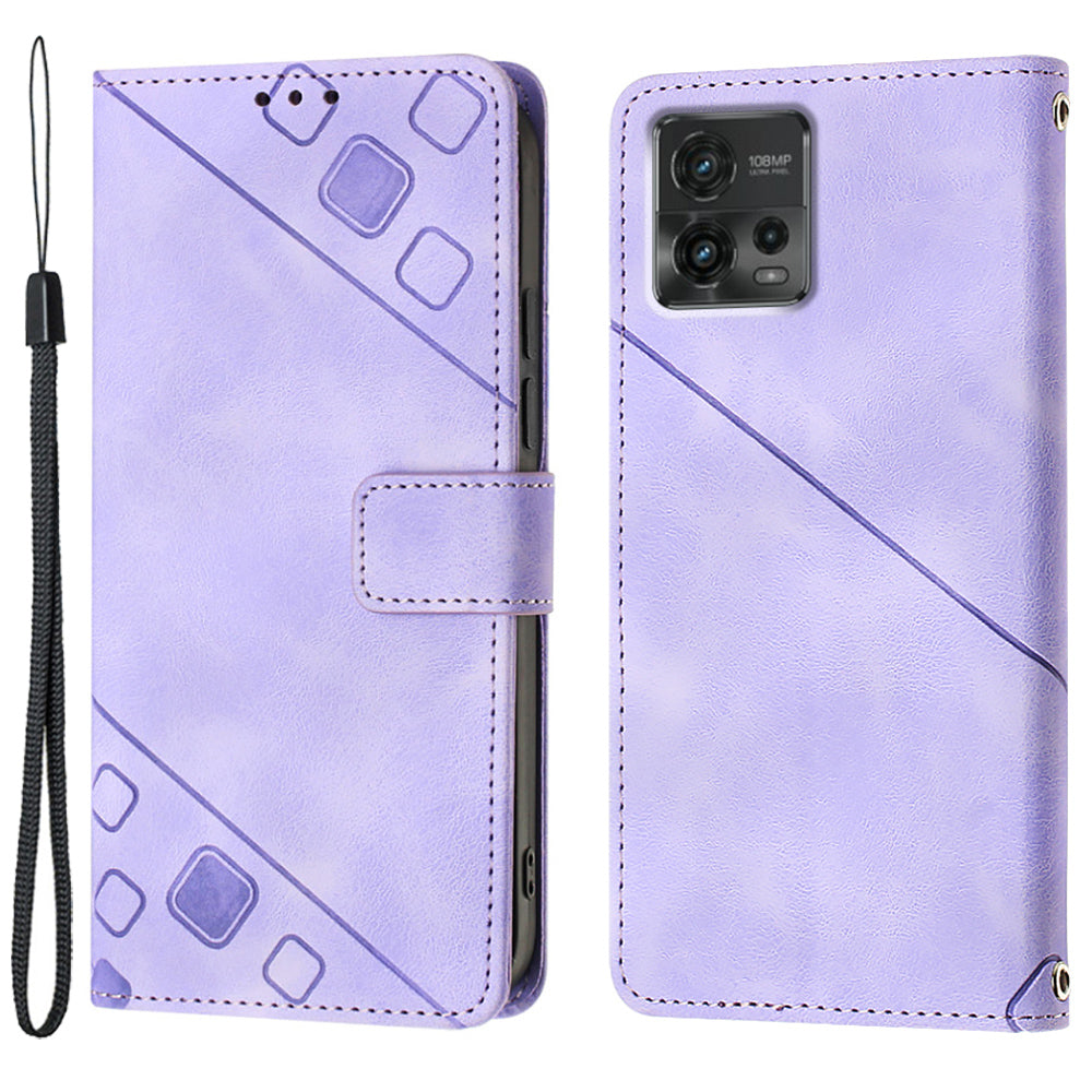 PT005 YB Imprinting Series-6 for Motorola Moto G72 4G Anti-drop Phone Cover Wallet Flip Leather Phone Case Stand