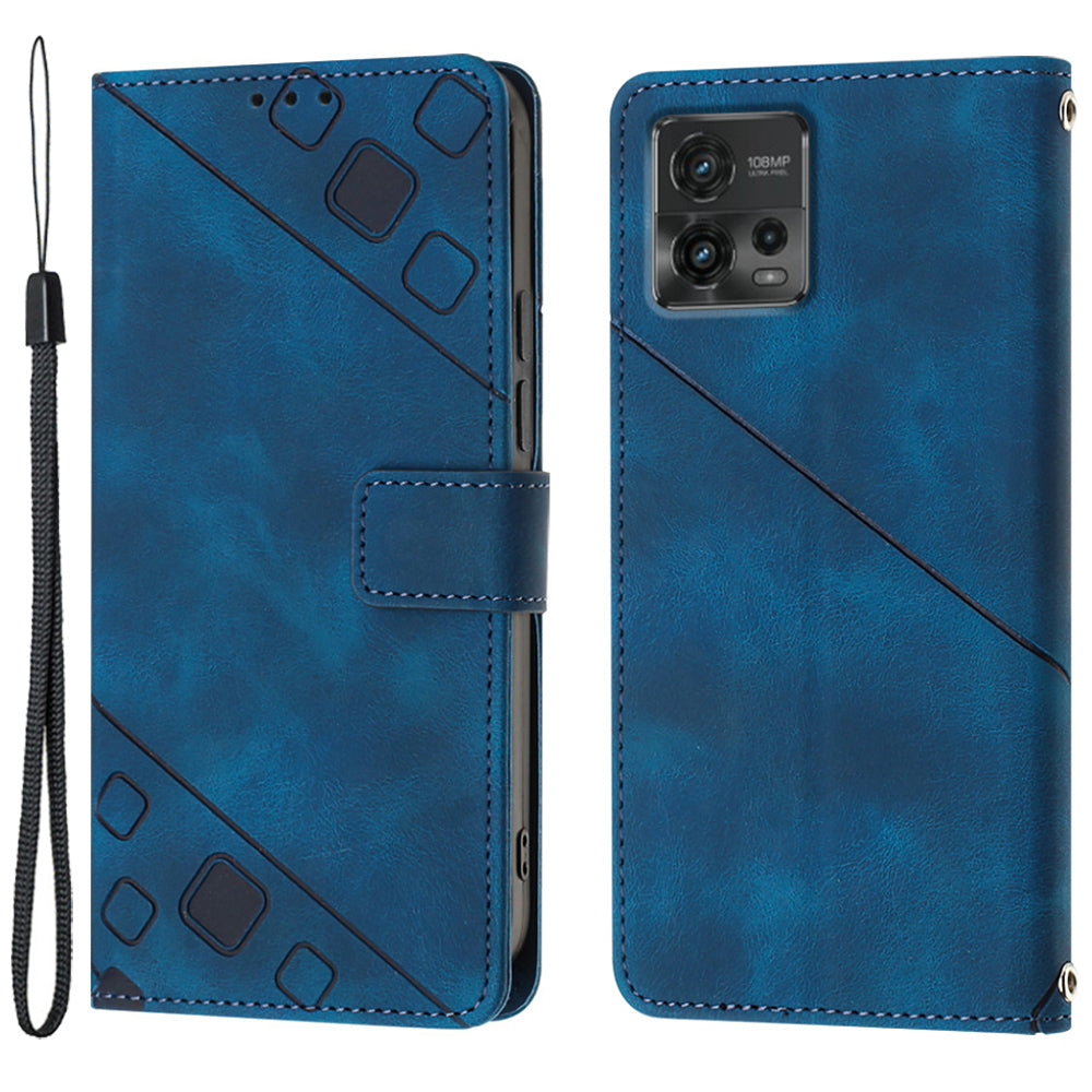 PT005 YB Imprinting Series-6 for Motorola Moto G72 4G Anti-drop Phone Cover Wallet Flip Leather Phone Case Stand