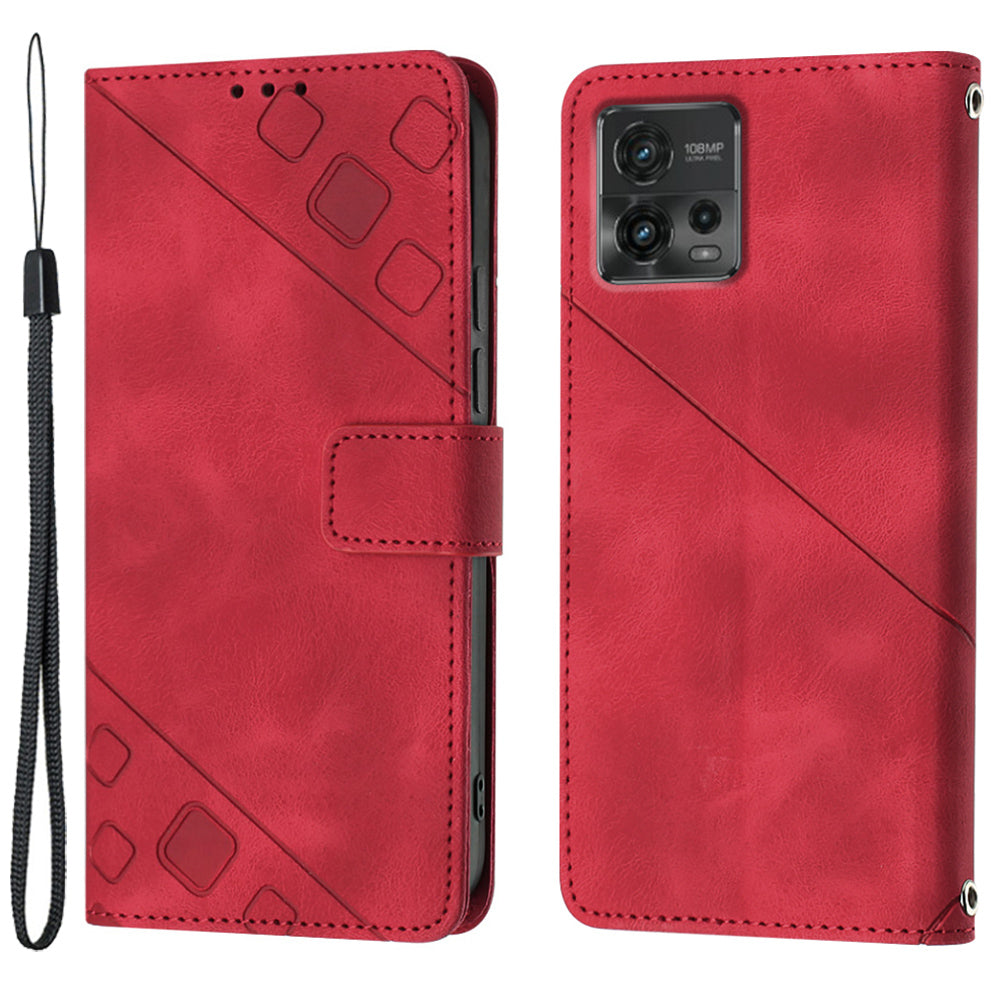 PT005 YB Imprinting Series-6 for Motorola Moto G72 4G Anti-drop Phone Cover Wallet Flip Leather Phone Case Stand