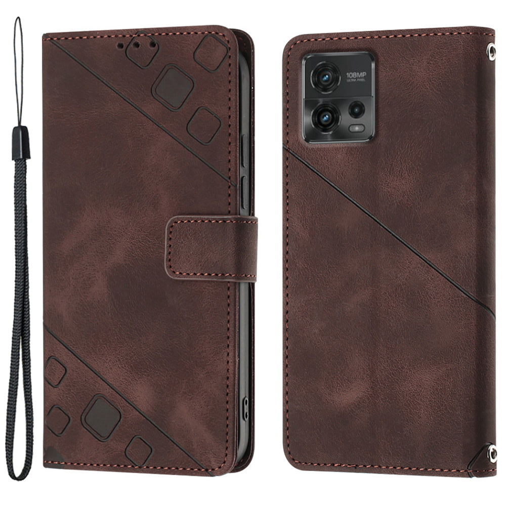 PT005 YB Imprinting Series-6 for Motorola Moto G72 4G Anti-drop Phone Cover Wallet Flip Leather Phone Case Stand