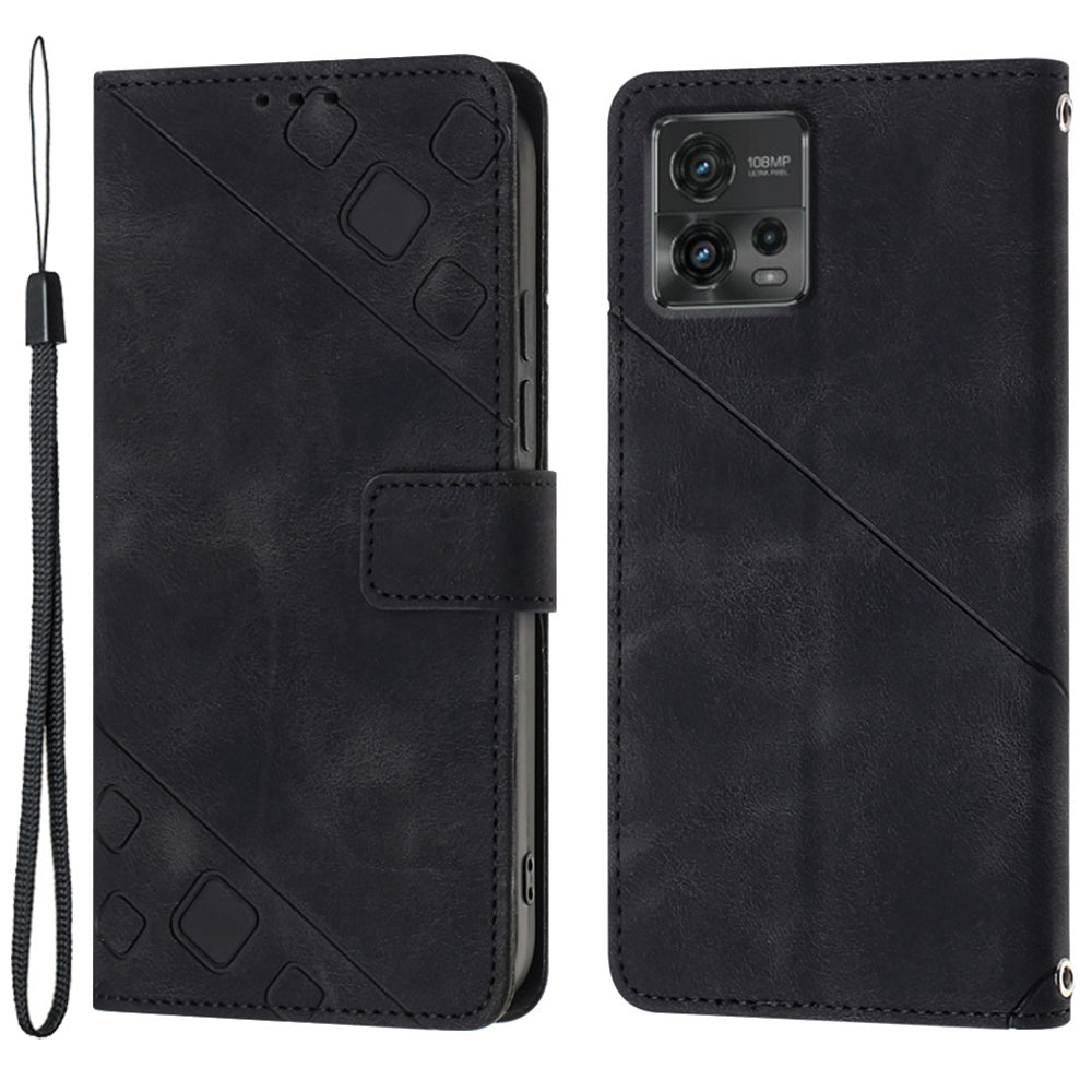 PT005 YB Imprinting Series-6 for Motorola Moto G72 4G Anti-drop Phone Cover Wallet Flip Leather Phone Case Stand