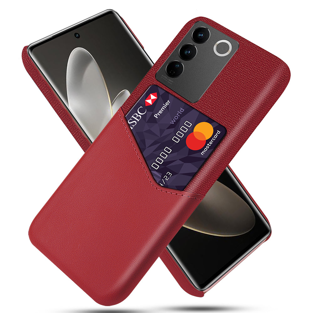 For vivo S16 / S16 Pro Cloth Texture Anti-Scratch Phone Case PU Leather + PC Card Holder Cellphone Cover