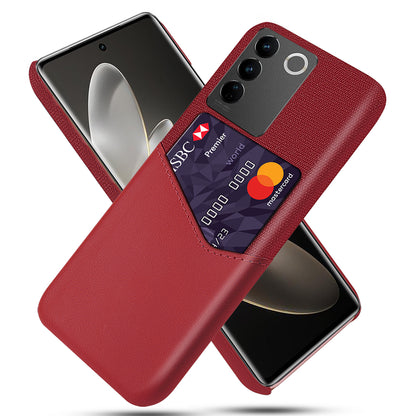 For vivo S16 / S16 Pro Cloth Texture Anti-Scratch Phone Case PU Leather + PC Card Holder Cellphone Cover