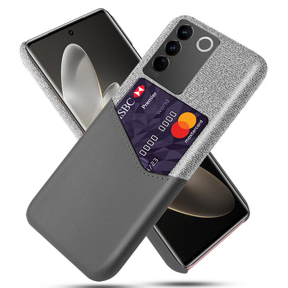 For vivo S16 / S16 Pro Cloth Texture Anti-Scratch Phone Case PU Leather + PC Card Holder Cellphone Cover