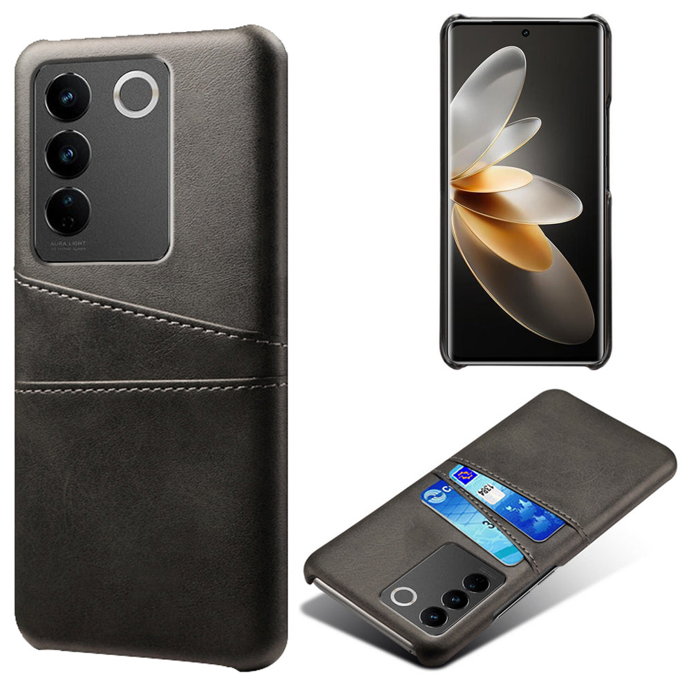 For vivo S16 / S16 Pro Anti-drop Phone Case Double Card Slots Leather Coated PC Cover
