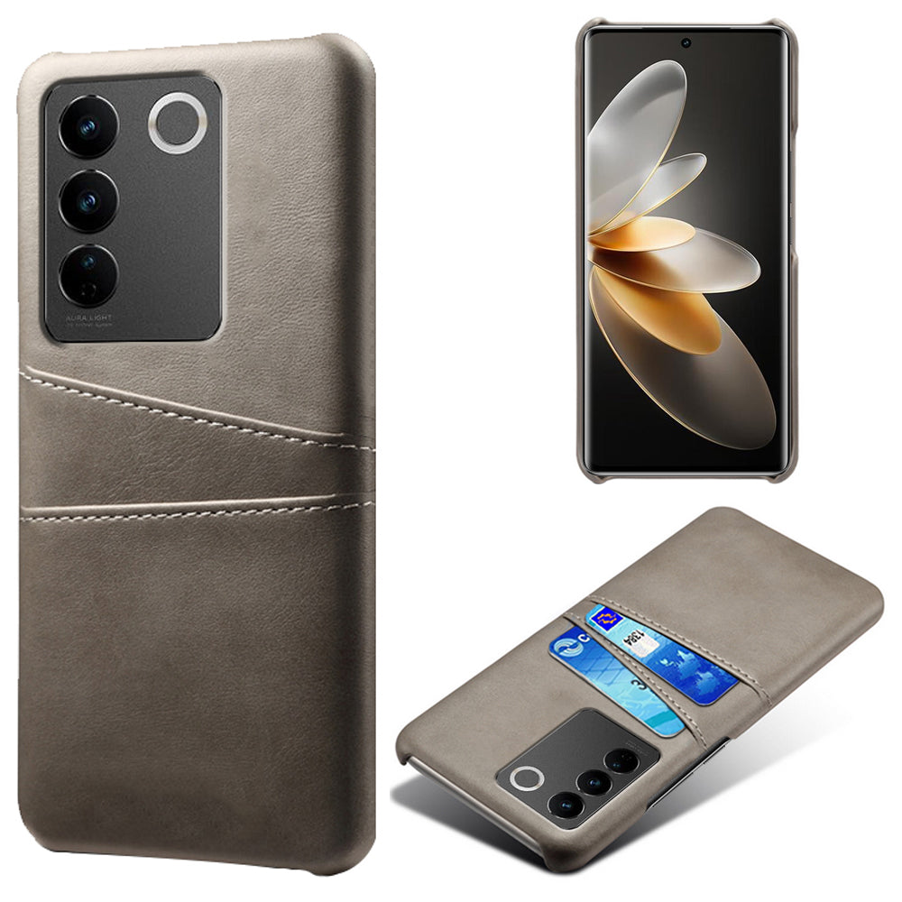 For vivo S16 / S16 Pro Anti-drop Phone Case Double Card Slots Leather Coated PC Cover