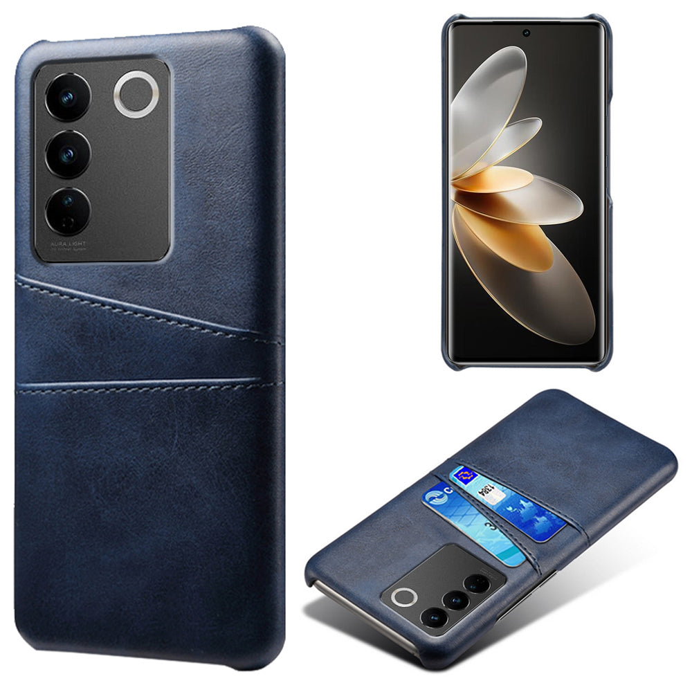 For vivo S16 / S16 Pro Anti-drop Phone Case Double Card Slots Leather Coated PC Cover