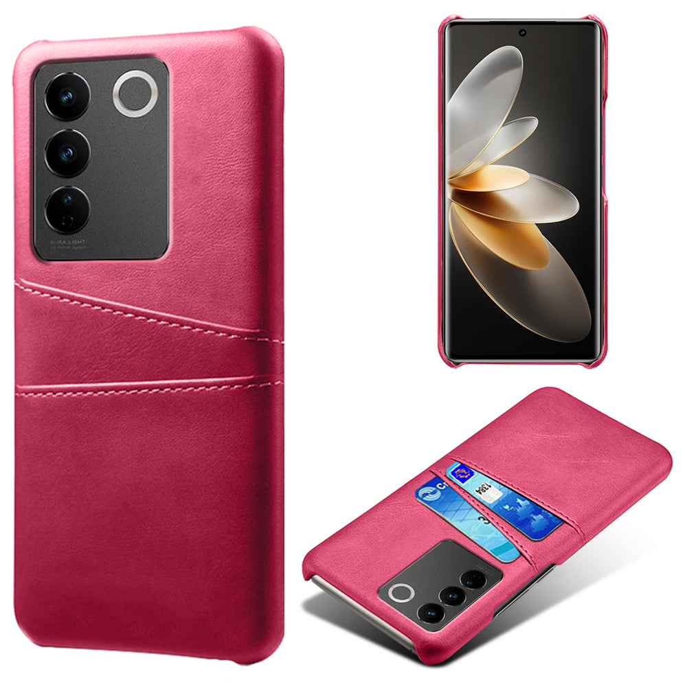 For vivo S16 / S16 Pro Anti-drop Phone Case Double Card Slots Leather Coated PC Cover