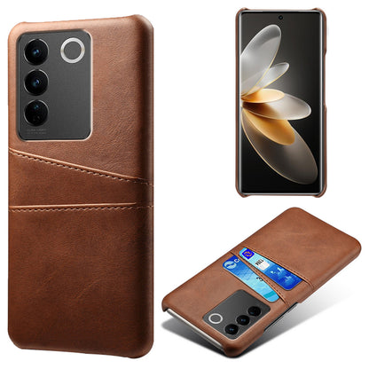 For vivo S16 / S16 Pro Anti-drop Phone Case Double Card Slots Leather Coated PC Cover