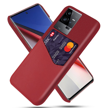 For vivo iQOO 11 Pro 5G PU Leather + PC Slim Cover Card Slot Cloth Texture Phone Case