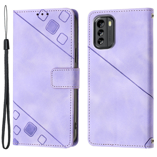 PT005 YB Imprinting Series-6 Cell Phone Cover for Nokia G60 5G Stand Wallet Leather Skin-friendly Phone Case