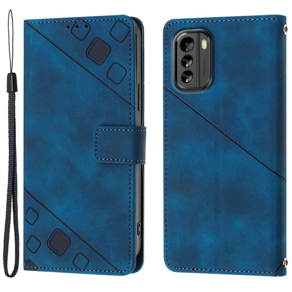 PT005 YB Imprinting Series-6 Cell Phone Cover for Nokia G60 5G Stand Wallet Leather Skin-friendly Phone Case