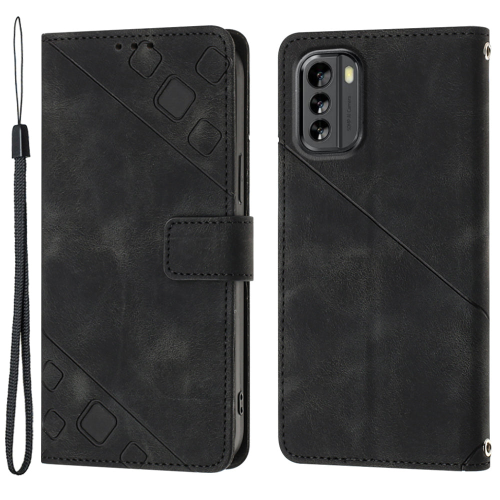 PT005 YB Imprinting Series-6 Cell Phone Cover for Nokia G60 5G Stand Wallet Leather Skin-friendly Phone Case