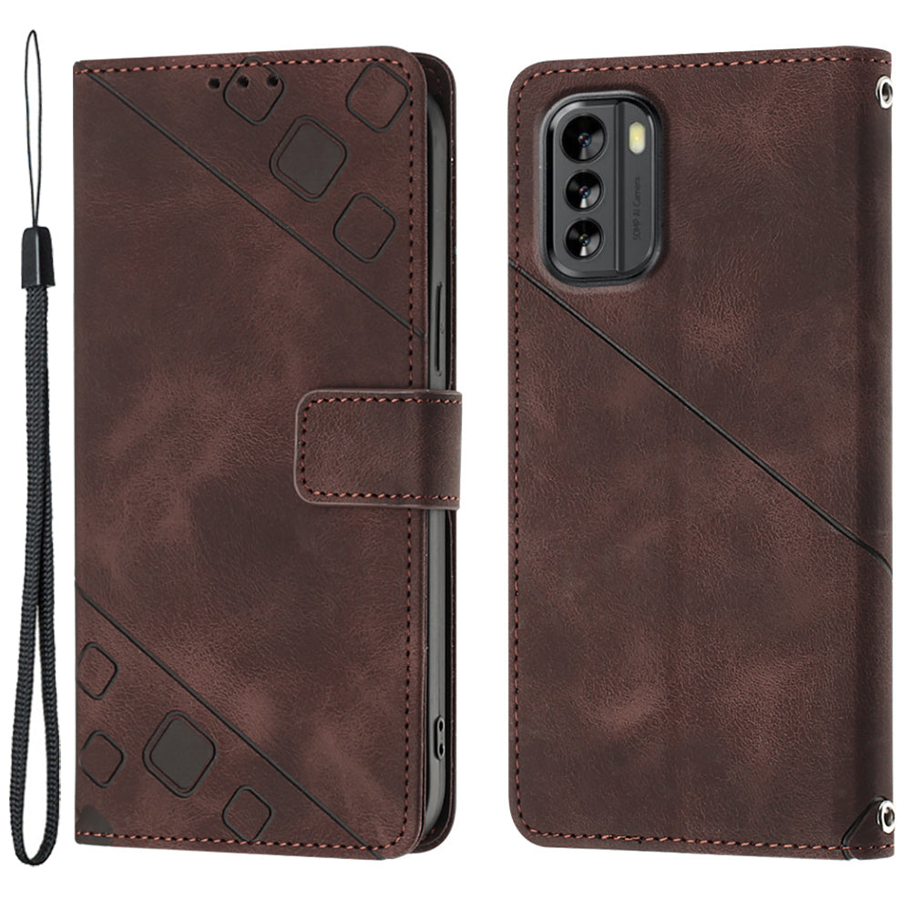 PT005 YB Imprinting Series-6 Cell Phone Cover for Nokia G60 5G Stand Wallet Leather Skin-friendly Phone Case