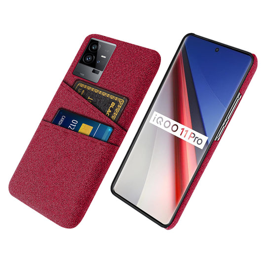 For vivo iQOO 11 Pro 5G Cloth Texture Phone Case Dual Card Slots Holder Hard PC Phone Cover