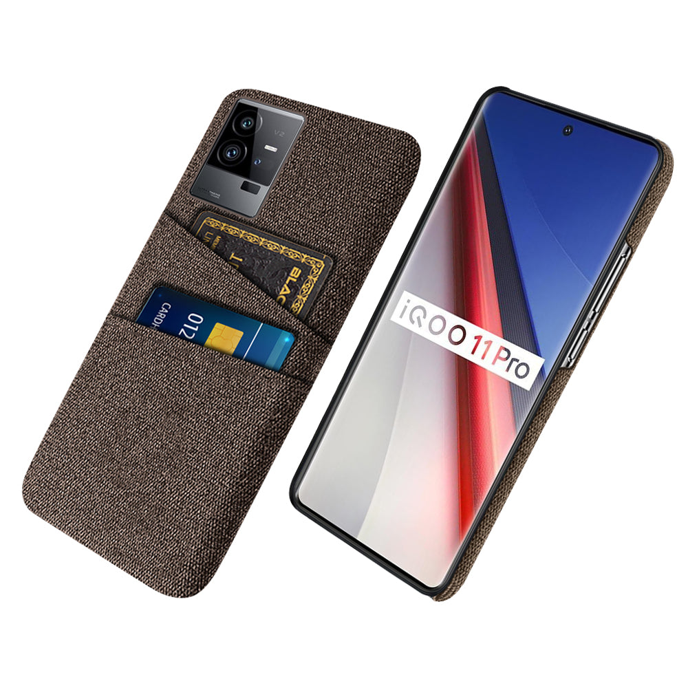 For vivo iQOO 11 Pro 5G Cloth Texture Phone Case Dual Card Slots Holder Hard PC Phone Cover