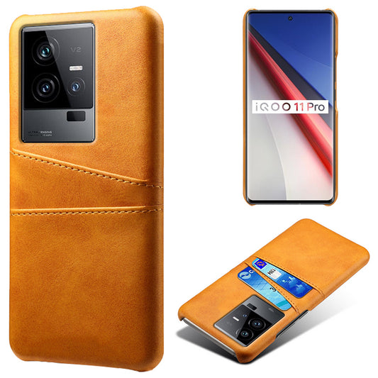 For vivo iQOO 11 Pro 5G Phone Cover Dual Card Slots PU Leather Coated PC Back Cover