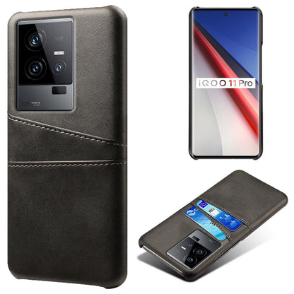 For vivo iQOO 11 Pro 5G Phone Cover Dual Card Slots PU Leather Coated PC Back Cover