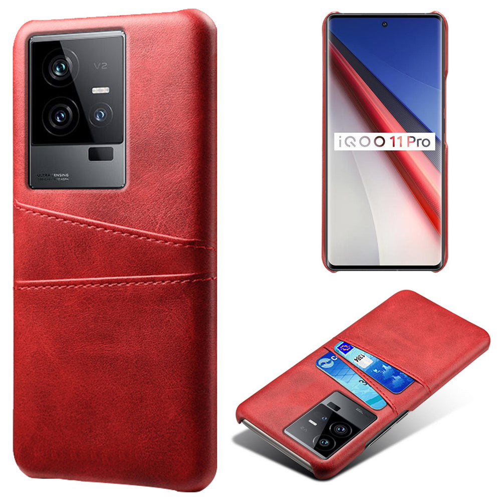 For vivo iQOO 11 Pro 5G Phone Cover Dual Card Slots PU Leather Coated PC Back Cover