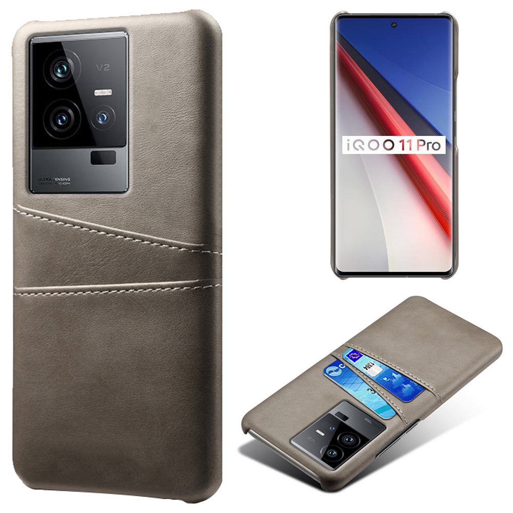 For vivo iQOO 11 Pro 5G Phone Cover Dual Card Slots PU Leather Coated PC Back Cover