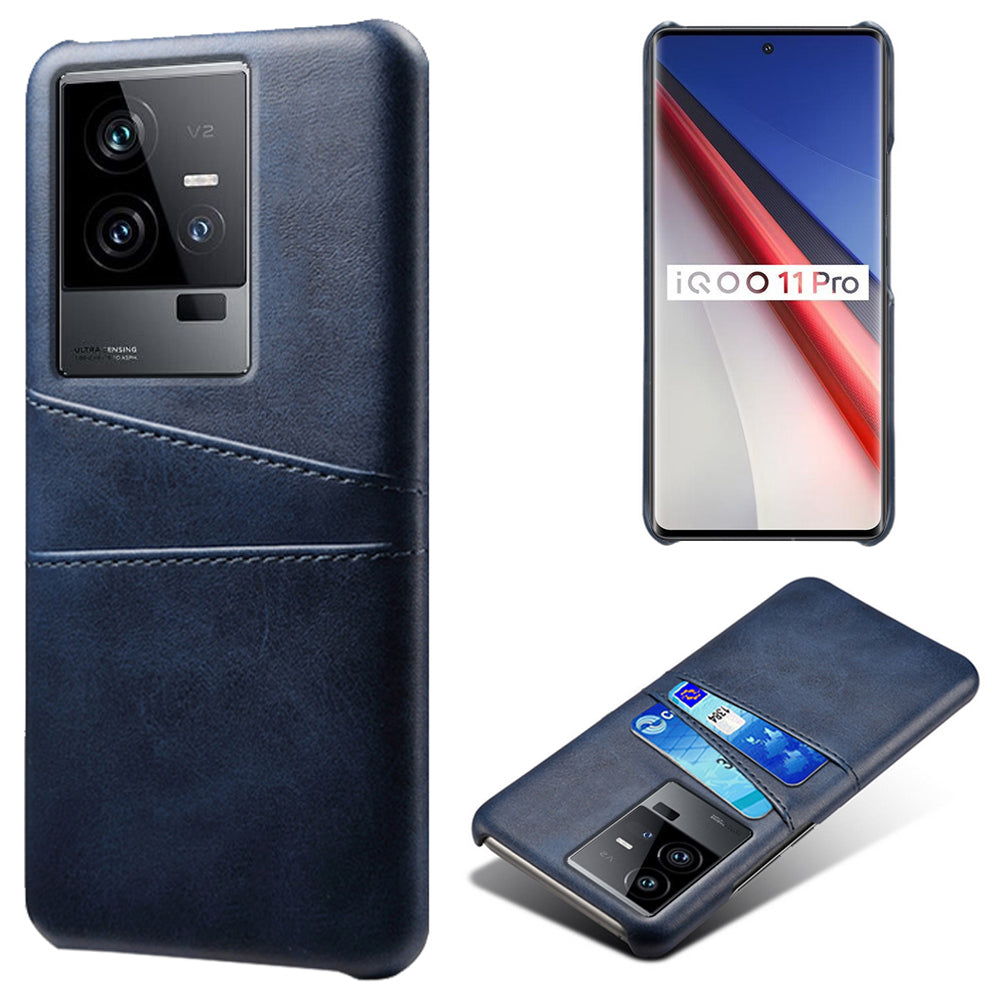 For vivo iQOO 11 Pro 5G Phone Cover Dual Card Slots PU Leather Coated PC Back Cover
