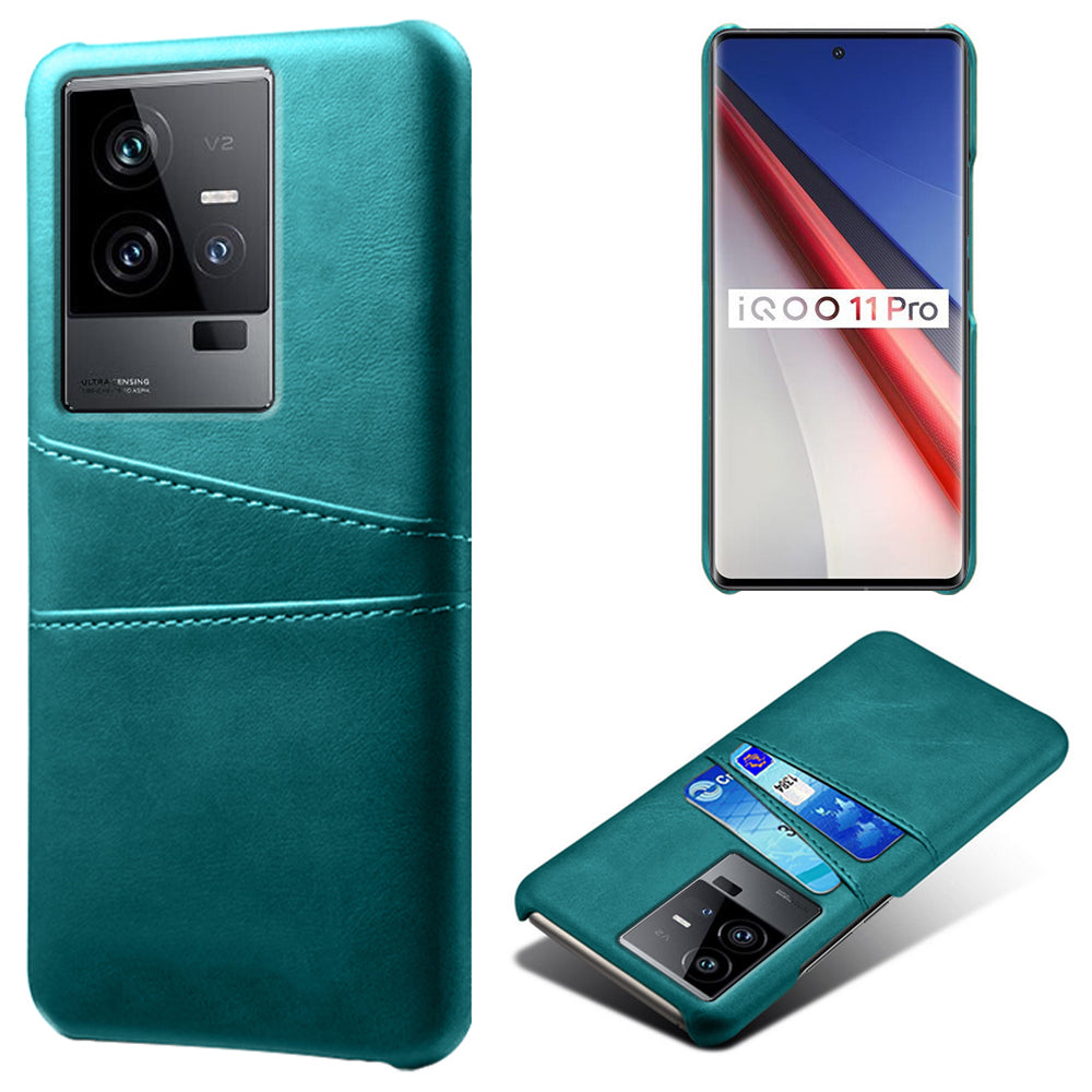 For vivo iQOO 11 Pro 5G Phone Cover Dual Card Slots PU Leather Coated PC Back Cover