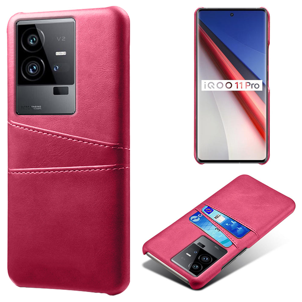 For vivo iQOO 11 Pro 5G Phone Cover Dual Card Slots PU Leather Coated PC Back Cover