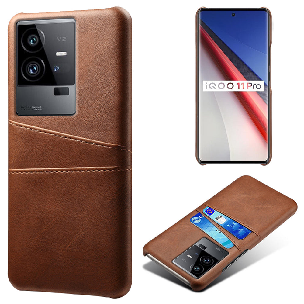 For vivo iQOO 11 Pro 5G Phone Cover Dual Card Slots PU Leather Coated PC Back Cover