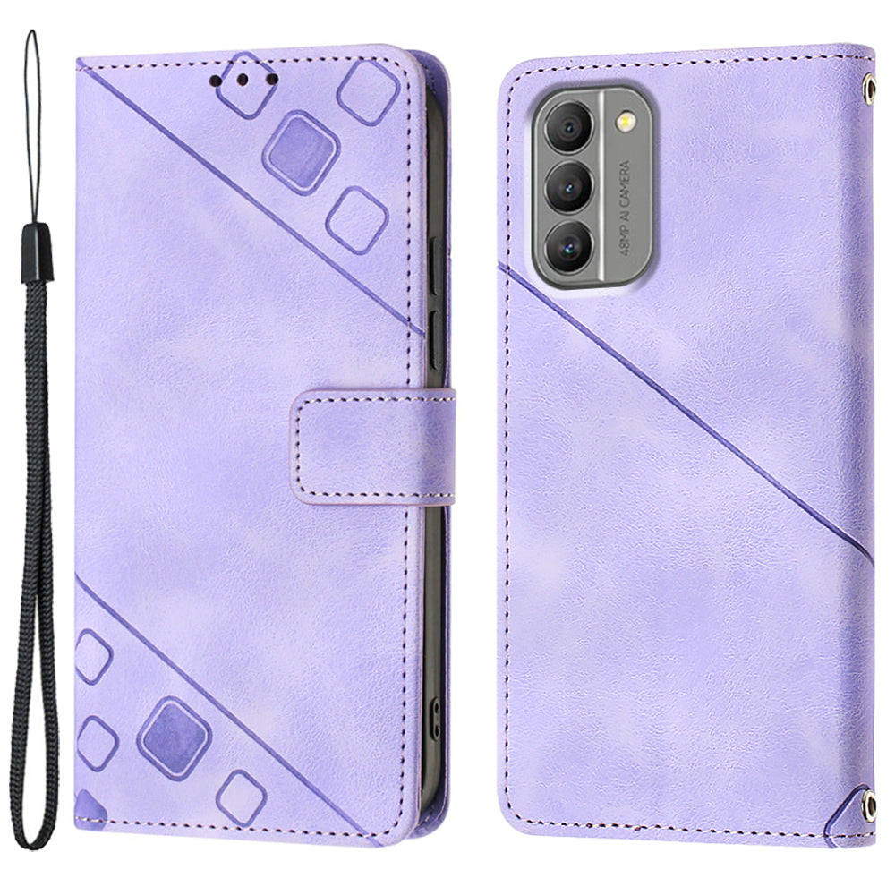 PT005 YB Imprinting Series-6 for Nokia G400 5G Protective Phone Case Leather Anti-scratch Flip Wallet Cover Stand