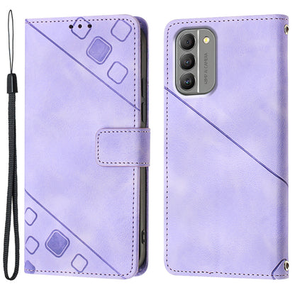 PT005 YB Imprinting Series-6 for Nokia G400 5G Protective Phone Case Leather Anti-scratch Flip Wallet Cover Stand