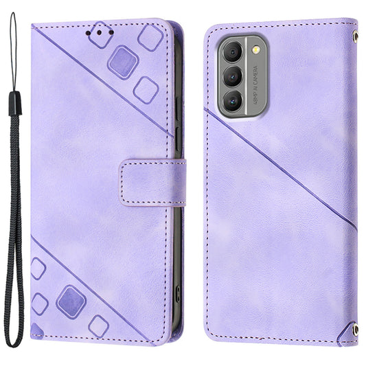 PT005 YB Imprinting Series-6 for Nokia G400 5G Protective Phone Case Leather Anti-scratch Flip Wallet Cover Stand