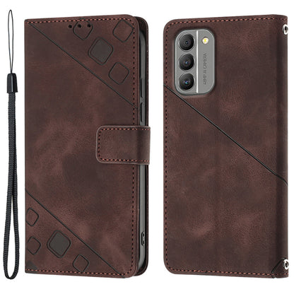 PT005 YB Imprinting Series-6 for Nokia G400 5G Protective Phone Case Leather Anti-scratch Flip Wallet Cover Stand