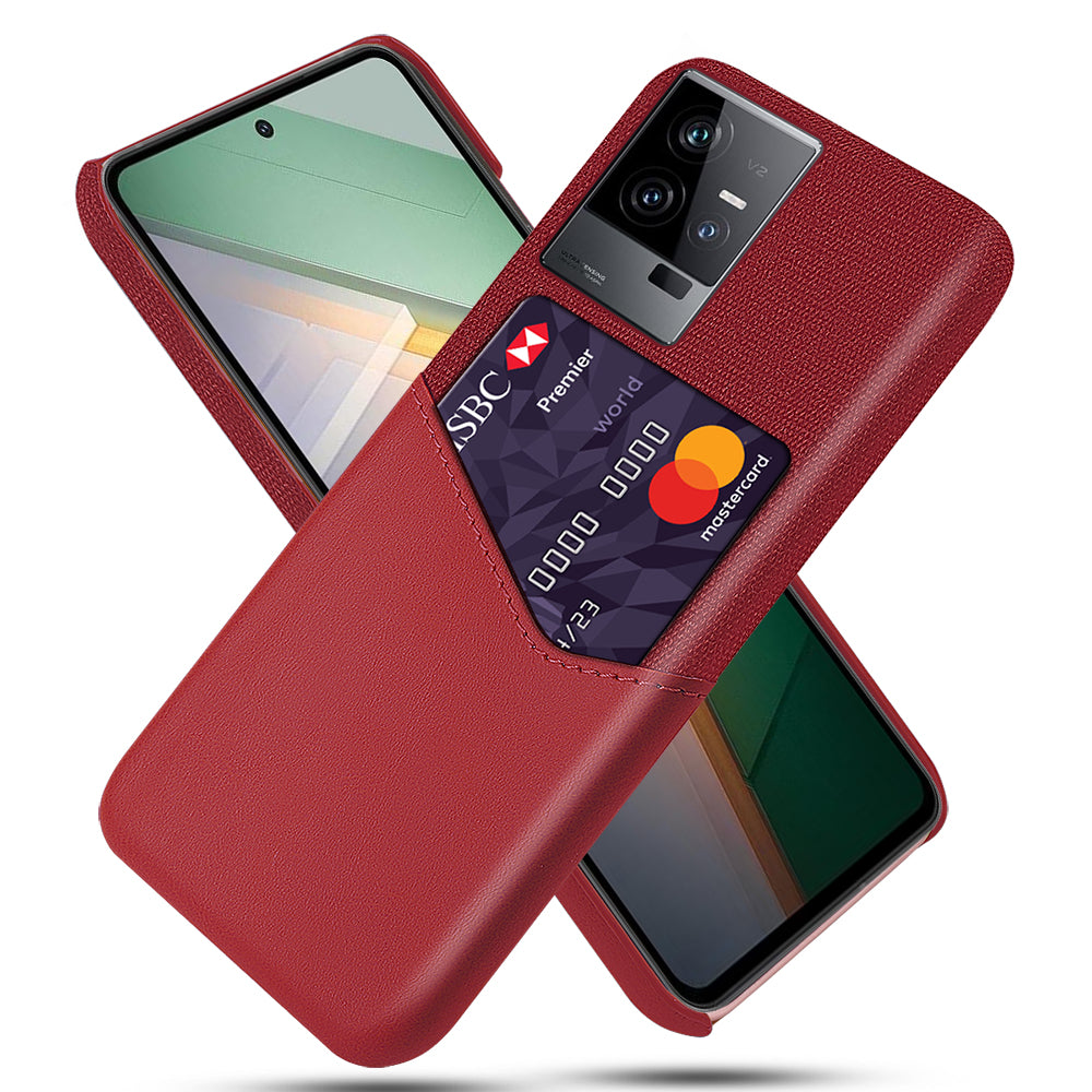 For vivo iQOO 11 5G PU Leather + PC Card Slot Case Cloth Texture Soft Touch Phone Cover