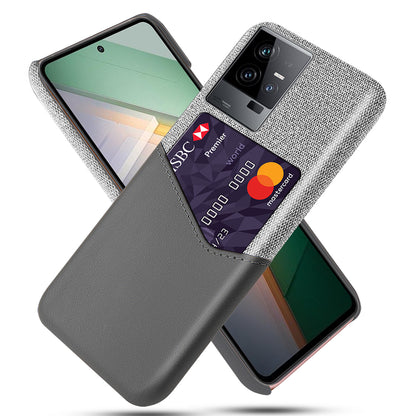 For vivo iQOO 11 5G PU Leather + PC Card Slot Case Cloth Texture Soft Touch Phone Cover