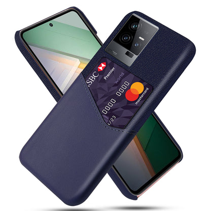 For vivo iQOO 11 5G PU Leather + PC Card Slot Case Cloth Texture Soft Touch Phone Cover
