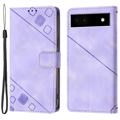 PT005 YB Imprinting Series-6 for Google Pixel 7a Skin-friendly Protective Phone Case Flip Leather Wallet Cover with Stand