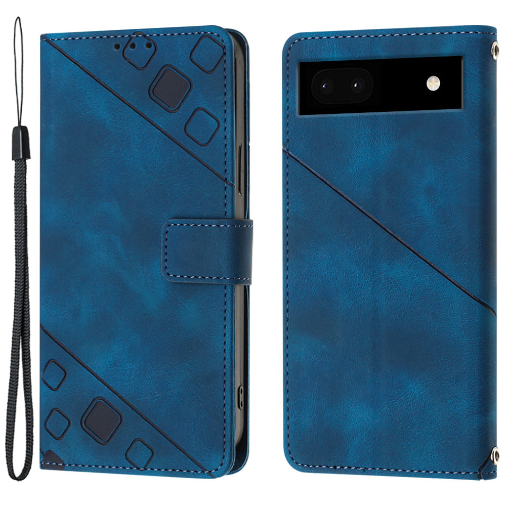 PT005 YB Imprinting Series-6 for Google Pixel 7a Skin-friendly Protective Phone Case Flip Leather Wallet Cover with Stand