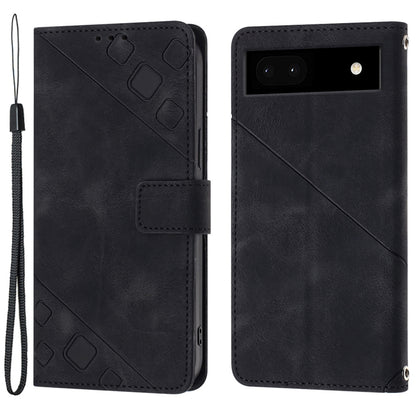 PT005 YB Imprinting Series-6 for Google Pixel 7a Skin-friendly Protective Phone Case Flip Leather Wallet Cover with Stand