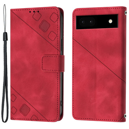 PT005 YB Imprinting Series-6 for Google Pixel 7a Skin-friendly Protective Phone Case Flip Leather Wallet Cover with Stand