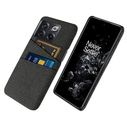 For OnePlus 10T 5G / Ace Pro 5G Hard PC Phone Case Dual Card Holder Cloth Texture Smartphone Phone Cover