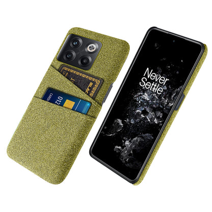 For OnePlus 10T 5G / Ace Pro 5G Hard PC Phone Case Dual Card Holder Cloth Texture Smartphone Phone Cover