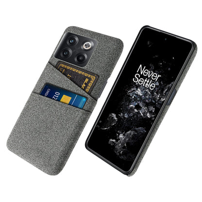 For OnePlus 10T 5G / Ace Pro 5G Hard PC Phone Case Dual Card Holder Cloth Texture Smartphone Phone Cover