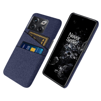 For OnePlus 10T 5G / Ace Pro 5G Hard PC Phone Case Dual Card Holder Cloth Texture Smartphone Phone Cover
