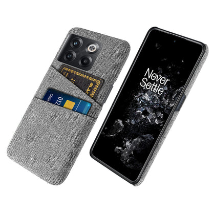For OnePlus 10T 5G / Ace Pro 5G Hard PC Phone Case Dual Card Holder Cloth Texture Smartphone Phone Cover