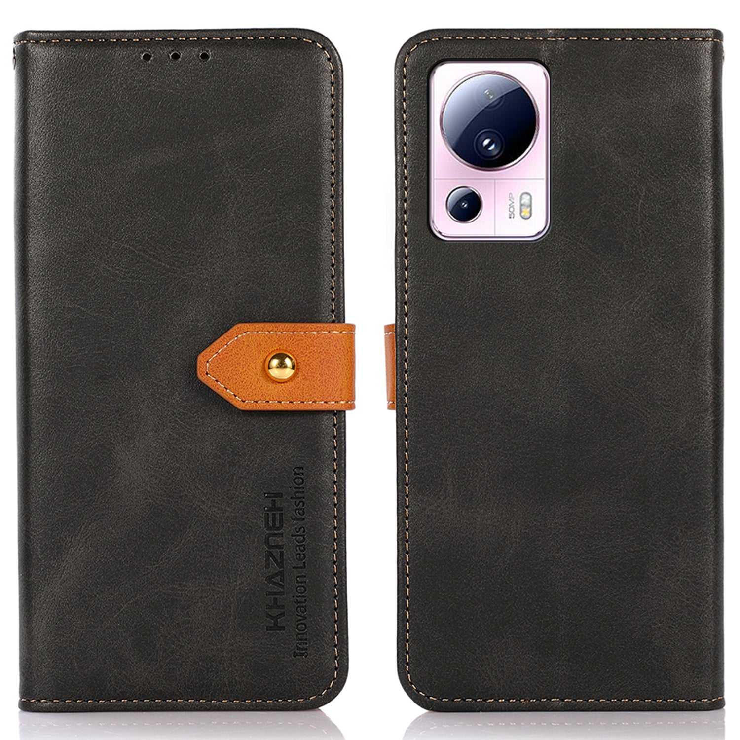 KHAZNEH For Xiaomi 13 Lite / Civi 2 5G Cell Phone Case Cowhide Texture Leather Wallet Stand Phone Cover