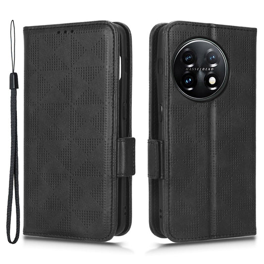 Flip Leather Phone Cover For OnePlus Ace 2 5G / 11R 5G , Wallet Stand Imprinted Triangle Pattern Phone Case
