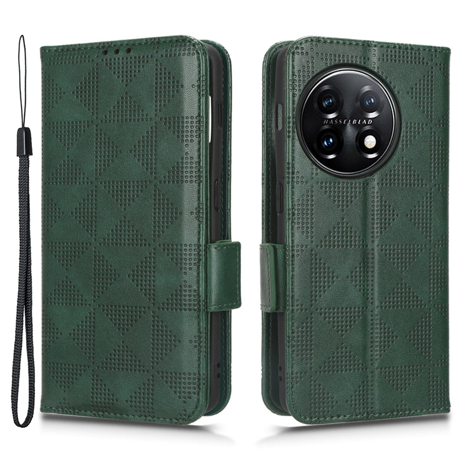 Flip Leather Phone Cover For OnePlus Ace 2 5G / 11R 5G , Wallet Stand Imprinted Triangle Pattern Phone Case